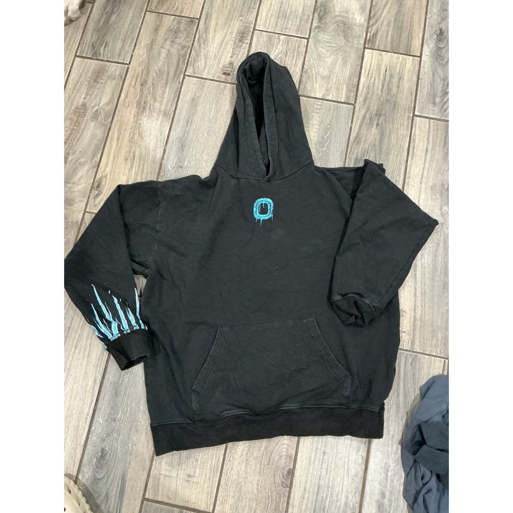 Overtime Men's XL Black Pullover Hoodie Sweatshirt Graphic Print Basketball Hoop